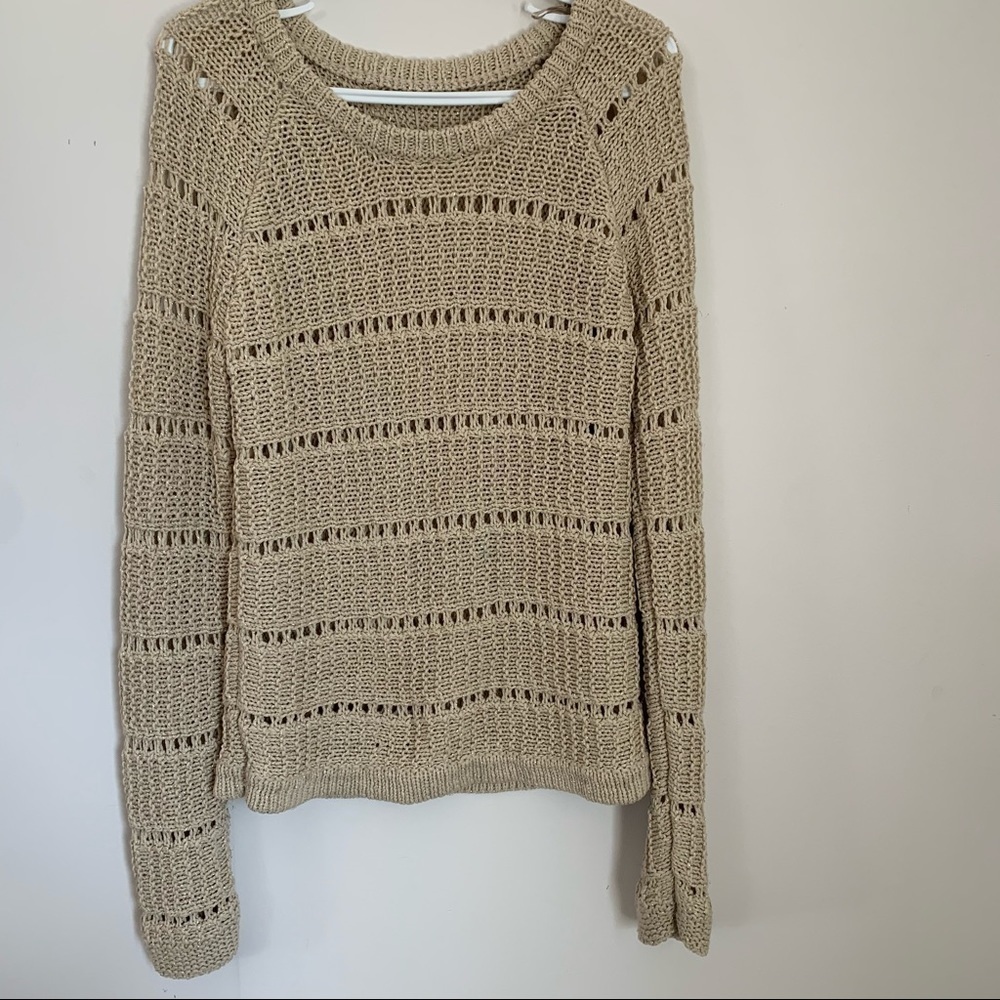 GIRL TAN LONG SLEEVE KNIT SWEATER
